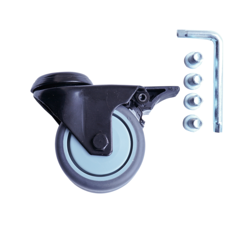 Zwenkwielen tegelstandaard (4st) zwart groot (75 mm)