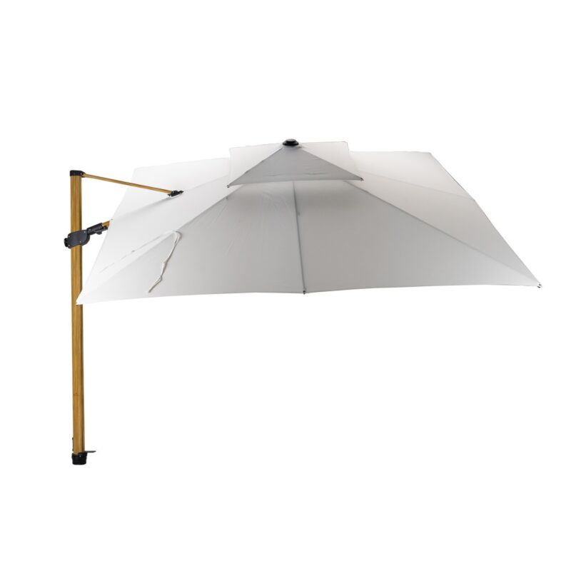 Solero Zweefparasol Fratello Alu Wood 300x300 cm parelwit - Afbeelding 4