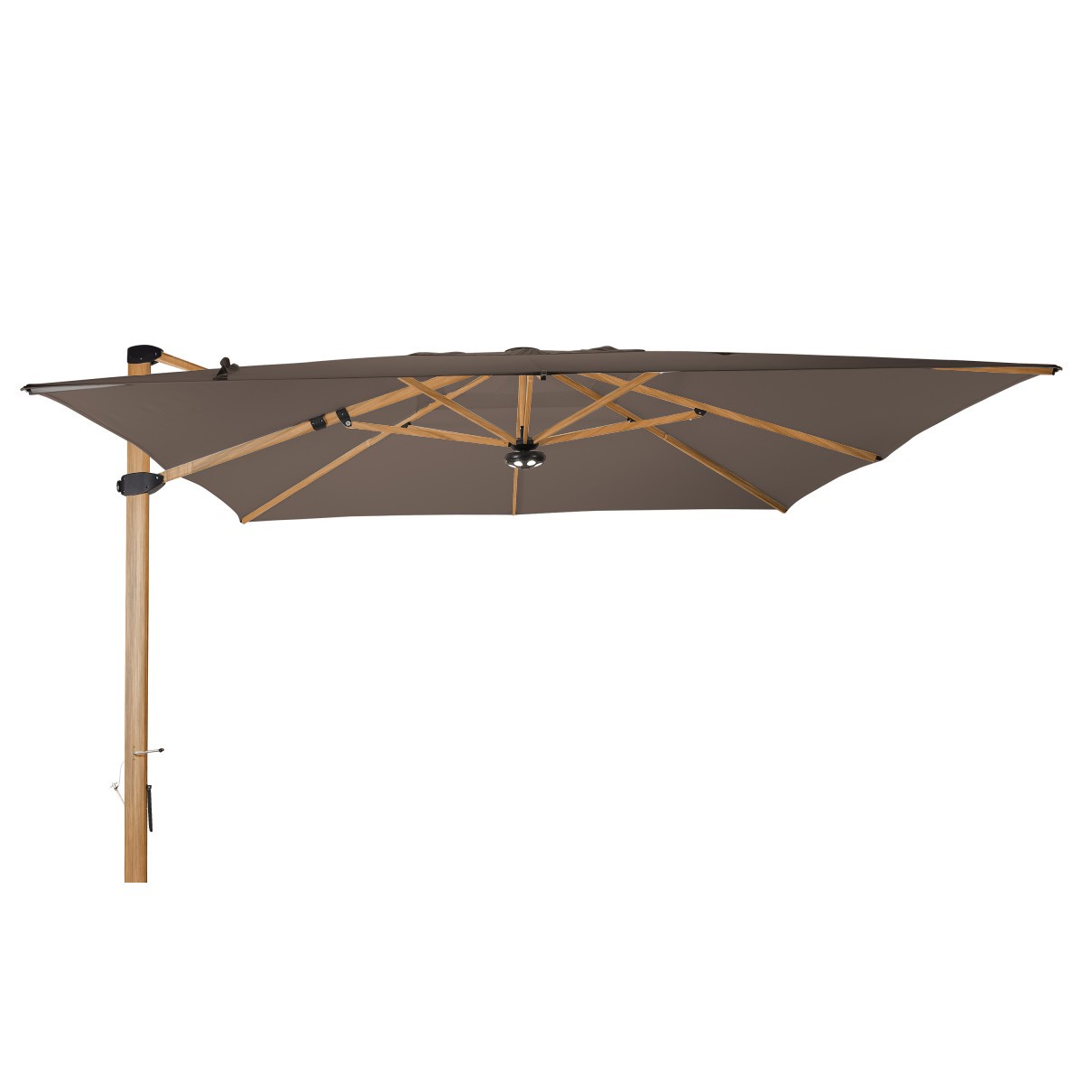 zegevierend Hoe dan ook Krijger Solero Zweefparasol Palestro Alu Wood 400x400 cm taupe - Parasols XL